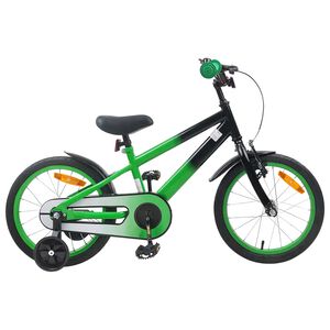 vidaXL Kinderfahrrad 16 Zoll f&uuml;r 4-6 Jahre alt Gr&uuml;n Schwarz