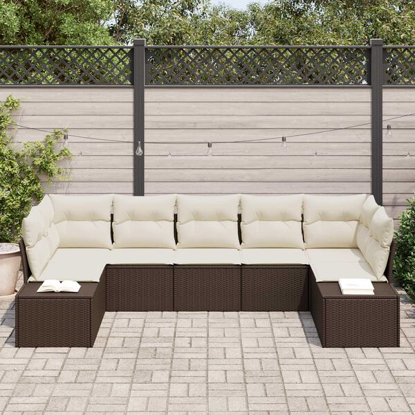 vidaXL Gartensofa-set mit Kissen 7 pcs Braun Poly-Rattan