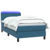 vidaXL Boxspringbett mit Matratze & LED Dunkelblau 80x220 cm Samt