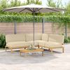 vidaXL Sofa Set mit Kissen Uni 4 pcs Beige Massivholz Akazie