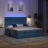 vidaXL Ottoman-Bett mit Matratzen & LEDs Dunkelblau 180x200 cm Samt