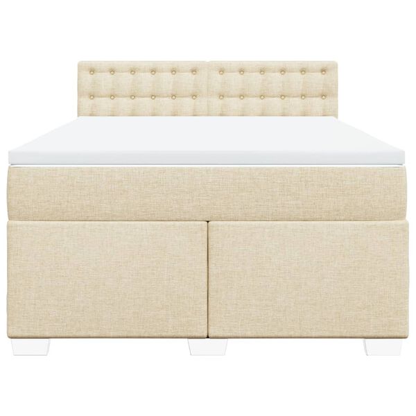 vidaXL Boxspringbett mit Matratze Creme 160x200 cm Stoff