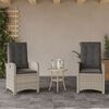 vidaXL Gartensessel mit Kissen 2 Stk. Verstellbar Hellgrau Poly Rattan