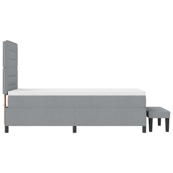 vidaXL Boxspringbett mit Matratze Hellgrau 90 x 190 cm Stoff
