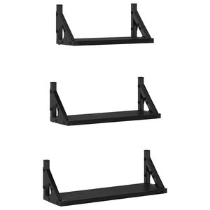 vidaXL Wandregal Wandhalterung 3 Stk. Schwarz Eichen-Optik