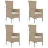 vidaXL Gartenst&uuml;hle mit Kissen 4 Stk. Poly Rattan Beige