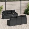 vidaXL Sofa Set mit Kissen mit Speicher 7 pcs Schwarz Poly-Rattan