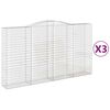 vidaXL Gabionen mit Hochbogen 3 Stk. 400x50x220/240cm Verzinktes Eisen