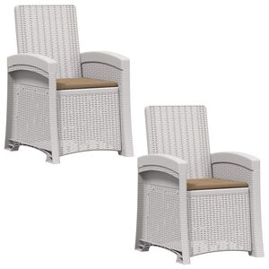 vidaXL Liegesessel Garten Rattan-Optik 2 pcs Wei&szlig; und Taupe PP