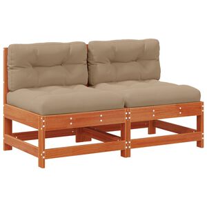 vidaXL Garten Mittelssofa Massives Kiefernholz Wachsbraun