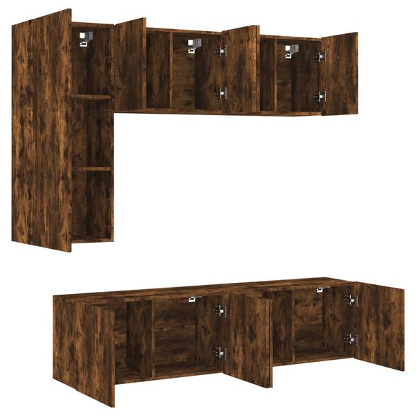 vidaXL 5-tlg. Wohnwand Räuchereiche Holzwerkstoff