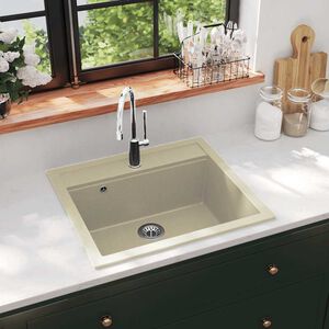 vidaXL Granitsp&uuml;le Einzelbecken Beige