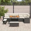 vidaXL Garten-Sofa-Set mit Kissen mit Speicher 9 pcs Schwarz und Creme
