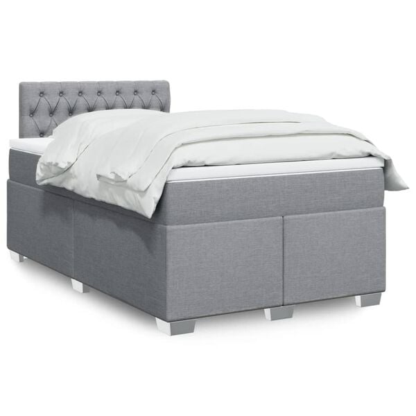 vidaXL Boxspringbett mit Matratze Hellgrau 120x190 cm Stoff