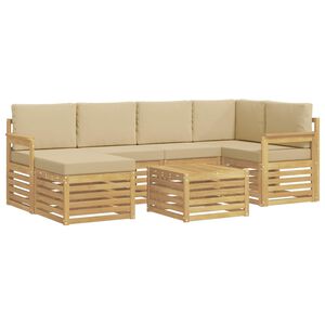 vidaXL Outdoor-Sofagarnitur 7 stk. Wei&szlig; und Beige Polyester