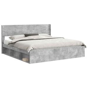 vidaXL Bettgestell mit Stauraum und Kopfteil Betongrau 180 x 200 cm