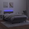 vidaXL Boxspringbett mit Matratze & LED Dunkelgrau 120x200 cm Samt
