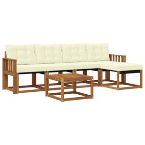 vidaXL Outdoor-Sofagarnitur mit Kissen 6 pcs Natur und Creme