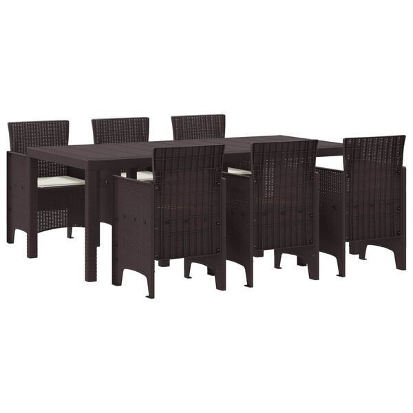 vidaXL Garten Essgruppe 7 pcs Braun Polt Rattan