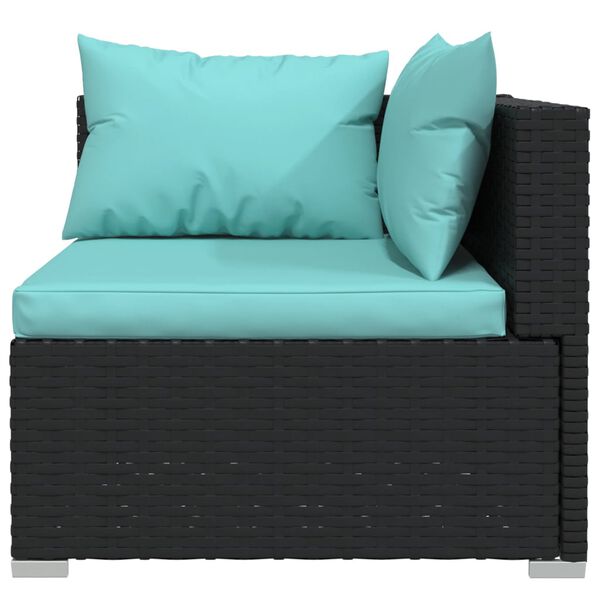 vidaXL 4-tlg. Garten-Lounge-Set mit Auflagen Poly Rattan Schwarz