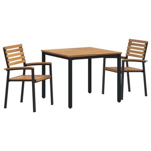 vidaXL Garten Essgruppe 3 pcs Schwarz Massivholz Akazie