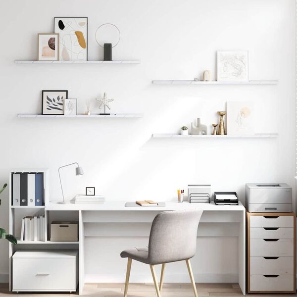 vidaXL Wandregal 4 pcs Wei&szlig; Marmor 115 x 9 x 3 cm Holzwerkstoff