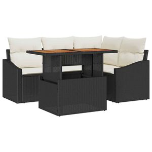 vidaXL Garten Essgruppe mit Kissen 5 pcs Schwarz und Creme