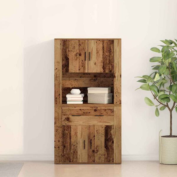 vidaXL Highboard mit Schubladen Altholz 80 x 33 x 150 cm Holzwerkstoff