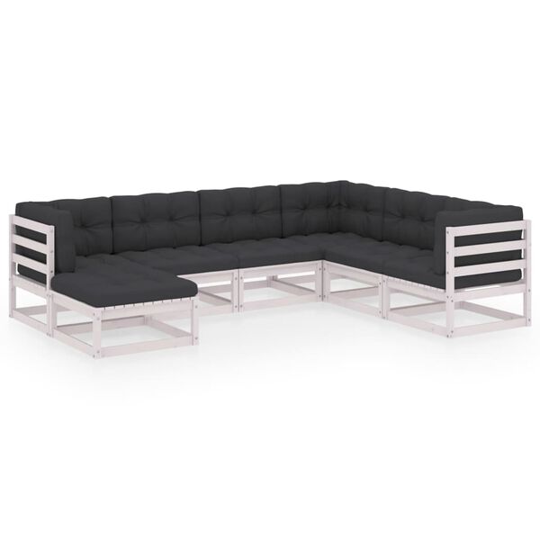 vidaXL 7-tlg. Garten-Lounge-Set mit Kissen Massivholz Kiefer