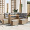 vidaXL Garten-Sofa-Set mit Kissen 9 pcs Beige Poly Rattan