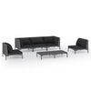 vidaXL 6-tlg. Garten-Lounge-Set mit Kissen Poly Rattan Dunkelgrau