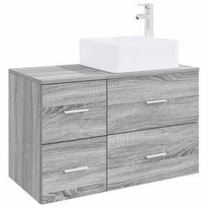 vidaXL Badezimmerm&ouml;bel-Set 2 stk. Grau Sonoma Holzwerkstoff