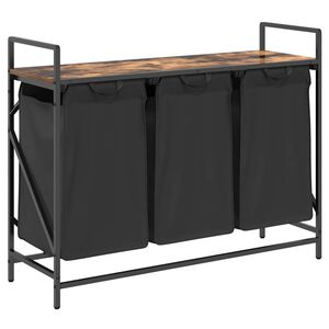 vidaXL W&auml;schekorb 3 F&auml;cher mit Ablage R&auml;uchereiche