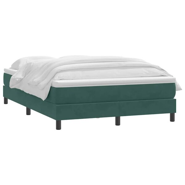 vidaXL Boxspringbett mit Matratze Dunkelgr&uuml;n 160x210 cm Samt