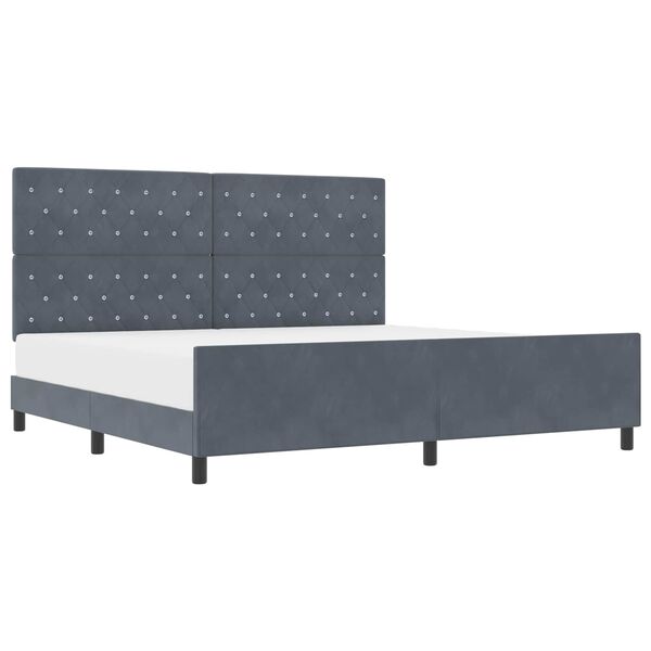 vidaXL Boxspringbett mit Kopfteil Dunkelgrau 200 x 200 cm Samt