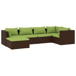 vidaXL 6-tlg. Garten-Lounge-Set mit Auflagen Poly Rattan Braun