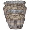 vidaXL Blumentopfkorb mit Speicher 2 pcs Grau Lacak Rattan
