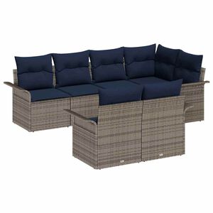 vidaXL Gartensofa-set mit Kissen 7 pcs Grau Poly-Rattan