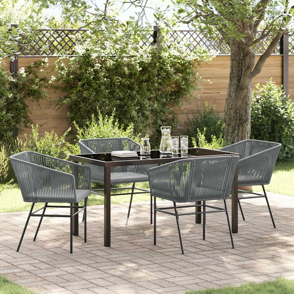 vidaXL Garten Essgruppe 5 pcs Grau Pulverbeschichteter Stahl