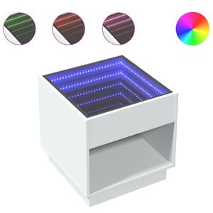 vidaXL Couchtisch mit Infinity-LED Wei&szlig; 50x50x50 cm