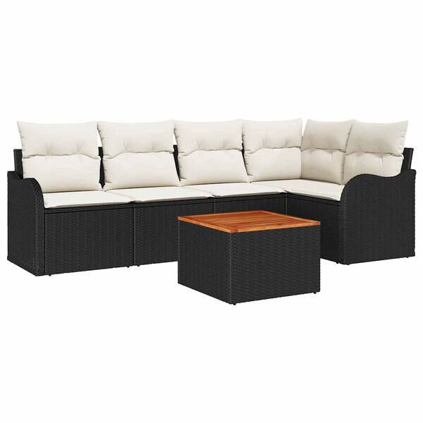 vidaXL Gartensofa-set mit Speicher 6 pcs Schwarz und Creme Poly-Rattan