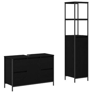 vidaXL Badezimmerm&ouml;bel-Set 2 stk. Schwarz Eichen-Optik