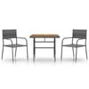 vidaXL 3-tlg. Garten-Essgruppe Poly Rattan Grau