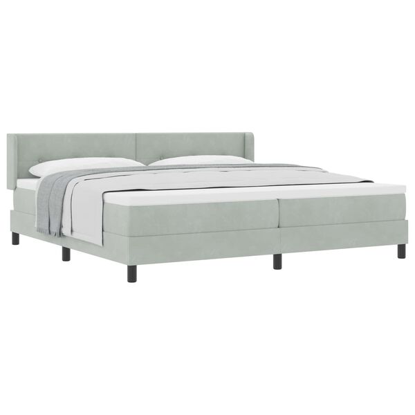 vidaXL Boxspringbett mit Matratze Hellgrau 200 x 200 cm Samt