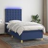 vidaXL Boxspringbett mit Matratze & LED Blau 90x190 cm Stoff