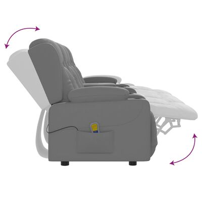 vidaXL 4-Sitzer Massagesessel mit Getränkehalter Grau Kunstleder