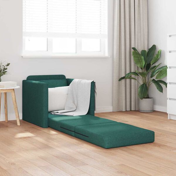 vidaXL Bodensofa mit Schlaffunktion Dunkelgr&uuml;n 112x174x55 cm Stoff