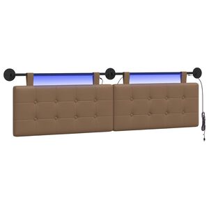 vidaXL H&auml;ngendes Kopfteil Mit LED Licht Cappuccino Kunstleder