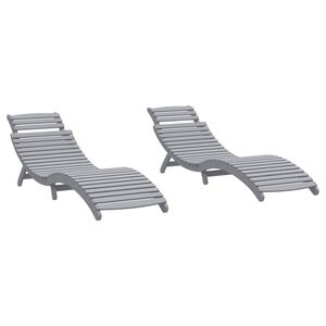 vidaXL Sonnenliegen 2 Stk. Grau 184x55x64 cm Massivholz Akazie