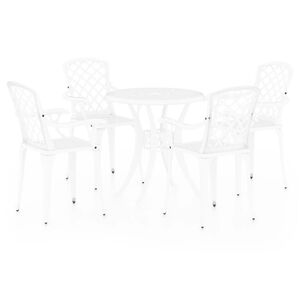 vidaXL 5-tlg. Bistro-Set Aluminiumguss Wei&szlig;